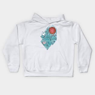 Art Nouveau Moon and Doves (Bronze and Blue) Kids Hoodie